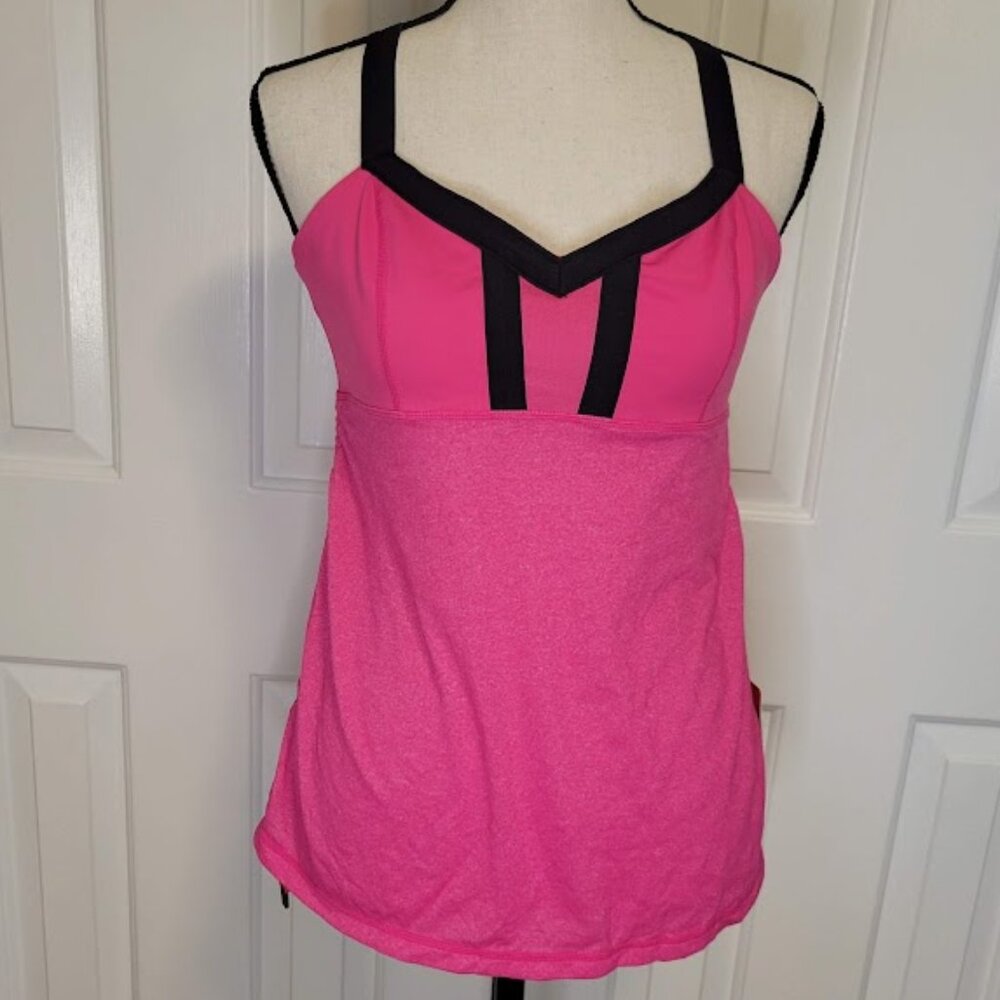 Lululemon Hot Class Tank Pink Black Size 10 NWT